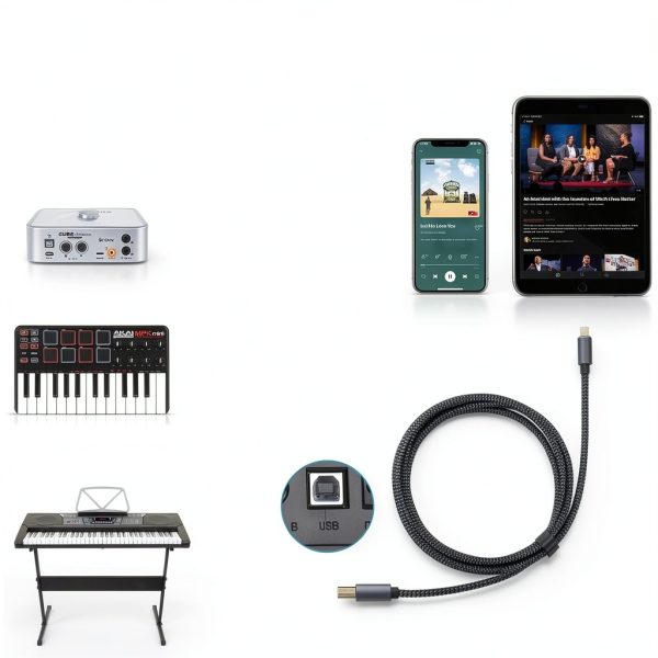 Lightning to MIDI Cable by WORLDBOYU for iPhone iPad-2